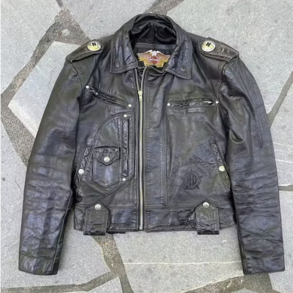 Harley Davidson Leather Biker Racer Jacket
